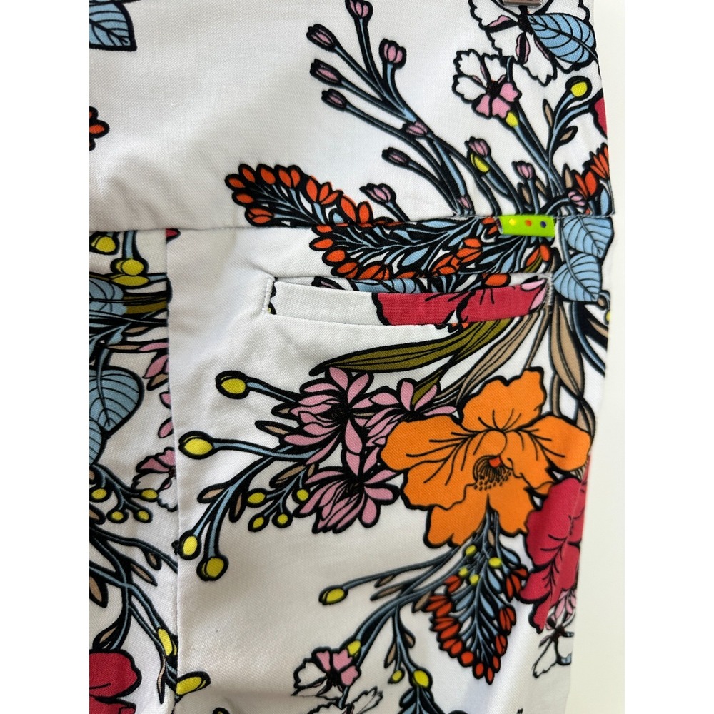 Swing Control Floral Print Golf Pants Size 0 Pockets Stretch Pull On White Multi - Picture 11 of 15